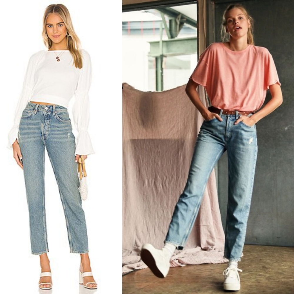 Free People Fast Times Mom Jeans Acadia 28 Blue Jean Crop We The Free Distressed
